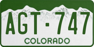 CO license plate AGT747