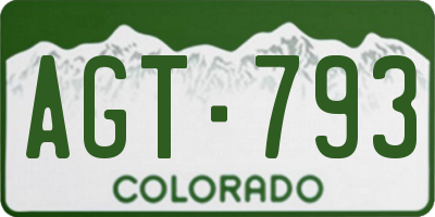 CO license plate AGT793