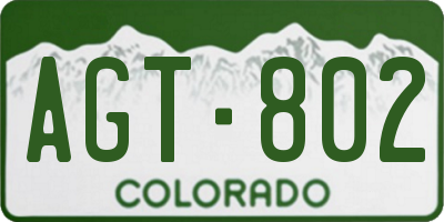 CO license plate AGT802