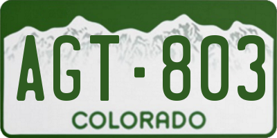 CO license plate AGT803