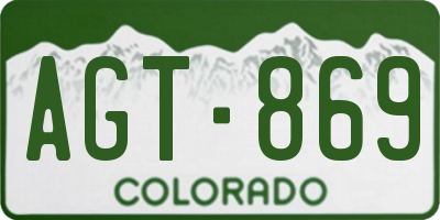 CO license plate AGT869
