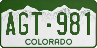 CO license plate AGT981