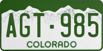 CO license plate AGT985