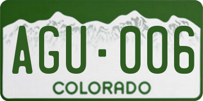 CO license plate AGU006