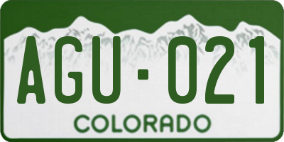CO license plate AGU021