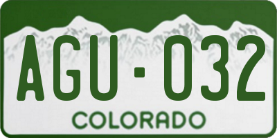 CO license plate AGU032