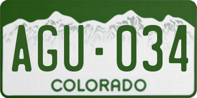 CO license plate AGU034