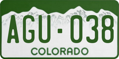 CO license plate AGU038