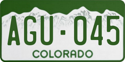 CO license plate AGU045