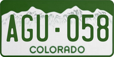 CO license plate AGU058