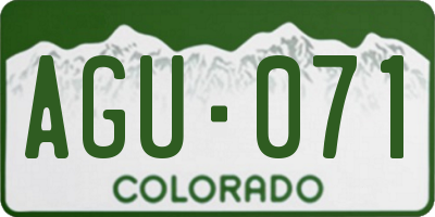 CO license plate AGU071