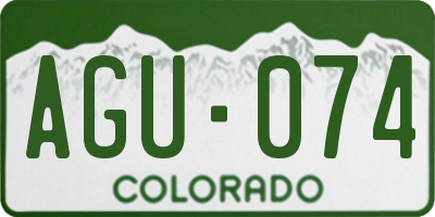 CO license plate AGU074