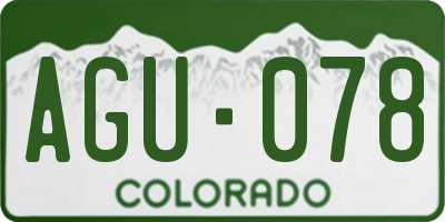 CO license plate AGU078