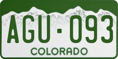 CO license plate AGU093