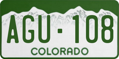 CO license plate AGU108