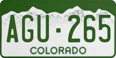 CO license plate AGU265