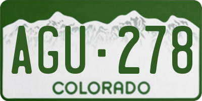 CO license plate AGU278