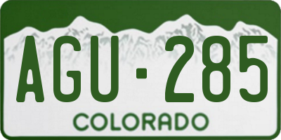 CO license plate AGU285