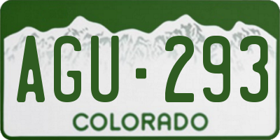 CO license plate AGU293