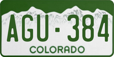 CO license plate AGU384