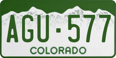 CO license plate AGU577