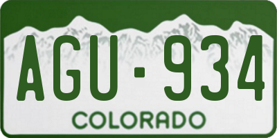 CO license plate AGU934