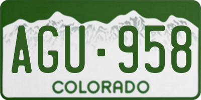 CO license plate AGU958