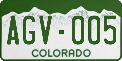CO license plate AGV005