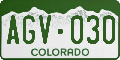 CO license plate AGV030