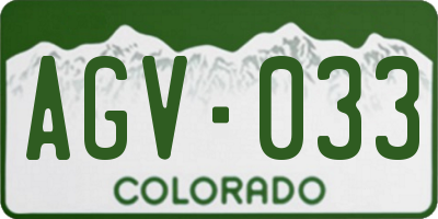 CO license plate AGV033