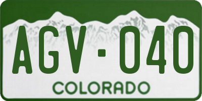 CO license plate AGV040