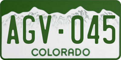 CO license plate AGV045