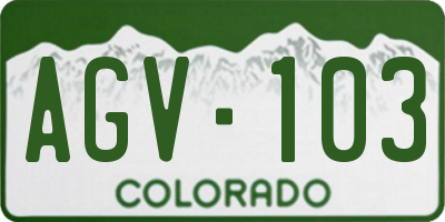 CO license plate AGV103