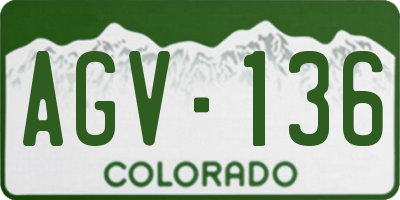 CO license plate AGV136