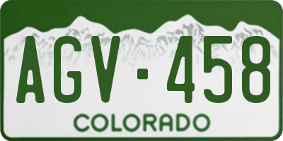 CO license plate AGV458