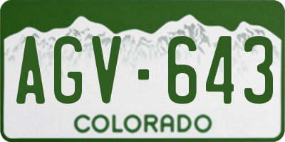 CO license plate AGV643