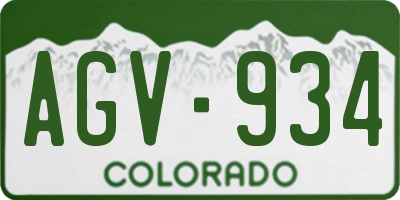 CO license plate AGV934