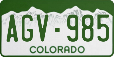 CO license plate AGV985