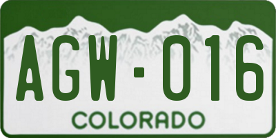 CO license plate AGW016