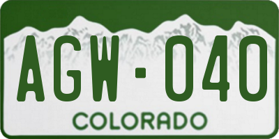 CO license plate AGW040