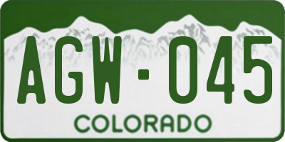 CO license plate AGW045