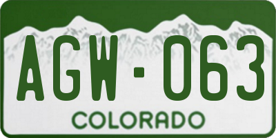CO license plate AGW063