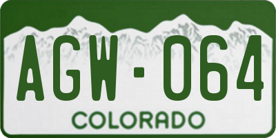 CO license plate AGW064