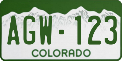 CO license plate AGW123