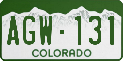 CO license plate AGW131