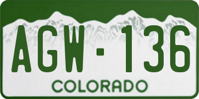CO license plate AGW136