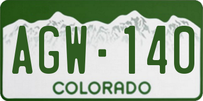 CO license plate AGW140