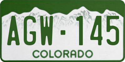 CO license plate AGW145