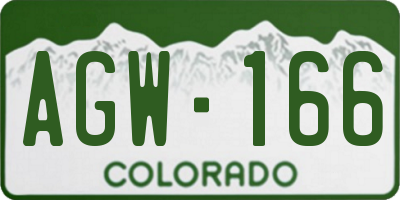 CO license plate AGW166