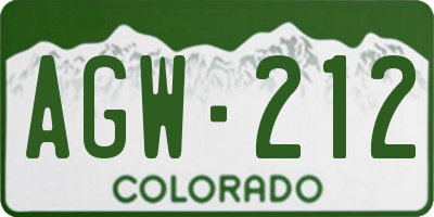 CO license plate AGW212